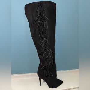 Pretty Girl Black Fringe Boot’s